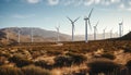 Wind turbine turning, generating sustainable energy for environmental conservation generated by AI Royalty Free Stock Photo