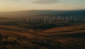 Wind turbine turning, generating sustainable energy for rural farm industry generated by AI Royalty Free Stock Photo