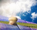 Wind turbine, ventilation technology, natural wind system on the roof Royalty Free Stock Photo