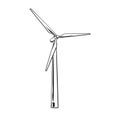 Wind turbine on white background. Green energy, Vector