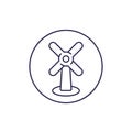 Wind turbine, windfarm line icon