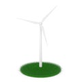 Wind Turbine Windmill over Green Grass Landscape. 3d Rendering Royalty Free Stock Photo