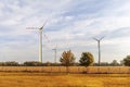 Wind turbine yellow field nature concept Royalty Free Stock Photo