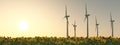 Wind turbines against a sunny sky Royalty Free Stock Photo