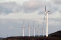 Turbines aligned in a row on the Cumbrian coast near Workington Royalty Free Stock Photo