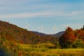 Wind turbines along ridge line Royalty Free Stock Photo