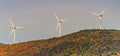 Wind turbines along ridge line Royalty Free Stock Photo