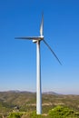 Wind turbines on beautiful sunny summer mountain landscape Royalty Free Stock Photo