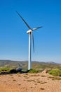 Wind turbines on beautiful sunny summer mountain landscape Royalty Free Stock Photo