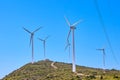 Wind turbines on beautiful sunny summer mountain landscape