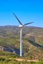 Wind turbines on beautiful sunny summer mountain landscape Royalty Free Stock Photo