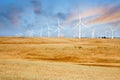 Wind Turbines on California Sunset Hills Royalty Free Stock Photo