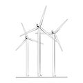 Wind turbines energy farm isolated black white