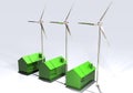 Wind turbines and energy-saving houses