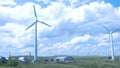 Wind turbines farm. aerogenerator windmill in sunny blue sky day. Wind Turbine.