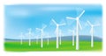 Wind turbines farm. Alternative energy source. Royalty Free Stock Photo