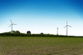 Wind turbines farm. Alternative energy source. Royalty Free Stock Photo