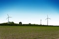 Wind turbines farm. Alternative energy source. Royalty Free Stock Photo