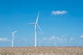Wind turbines farm on cotton field at Corpus Christi, Texas, USA Royalty Free Stock Photo