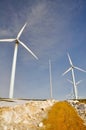 Wind turbines farm in winter Royalty Free Stock Photo