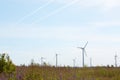 Wind turbines in a field