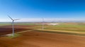 Wind turbines in the fields, Le Langon, France Royalty Free Stock Photo