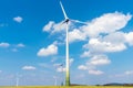 Wind turbines and flowering oilseed rape Royalty Free Stock Photo