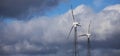 wind turbines in fron af a stormy sky panorama