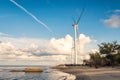 Wind turbines generators on sea in nakhon si thammarat Royalty Free Stock Photo