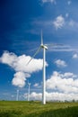 Wind turbines in green field