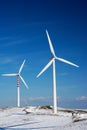 Wind turbines on hill top Royalty Free Stock Photo