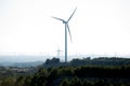 Wind turbines on hilltops, Catalonia, Spain Royalty Free Stock Photo