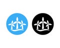 Wind turbines icon set label. Wind farm energy sign. Green electricity. Offshore. Vector on isolated white background. EPS 10