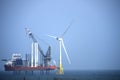 Wind turbines installation. Aberdeen, Scotland, UK. Royalty Free Stock Photo