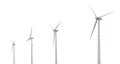 Wind turbines isolated on white background Royalty Free Stock Photo