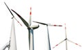 Wind turbines isolated on white background - Renewable energy Royalty Free Stock Photo