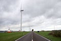 Wind turbines along the Noordzeeweg on the Rozenburg headland in the port of Rotterdam