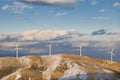 Wind turbines-mountain with snow Royalty Free Stock Photo