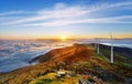 Wind turbines in Oiz eolic park Royalty Free Stock Photo