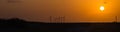 Wind turbines at orange sunset in the rural of Corpus Christi, Texas, USA Royalty Free Stock Photo