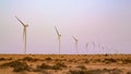 Wind turbines in the park of Boujdour in Morocco Royalty Free Stock Photo