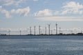 Wind turbines park in danish water in Copenhagen Denmark Royalty Free Stock Photo
