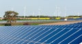 Wind turbines and photovoltaic plant Royalty Free Stock Photo