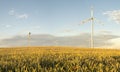 Wind turbines, pure energy,windmills in the fields Royalty Free Stock Photo