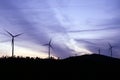 Wind turbines running at sunset in La Puebla de GuzmÃÂ¡n, Huelva, Andalusia, Spain. Royalty Free Stock Photo
