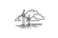 Wind Turbines Line Art Clean Energy Technology Renewable Power Generation Royalty Free Stock Photo