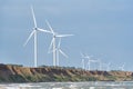 Wind turbines on the sea coast. Wind energy. Alternative energy Royalty Free Stock Photo
