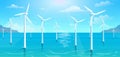 Wind turbines sea landscape vector Royalty Free Stock Photo