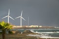 Wind turbines on the seashore Royalty Free Stock Photo