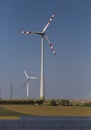Wind turbines and solar panels Royalty Free Stock Photo